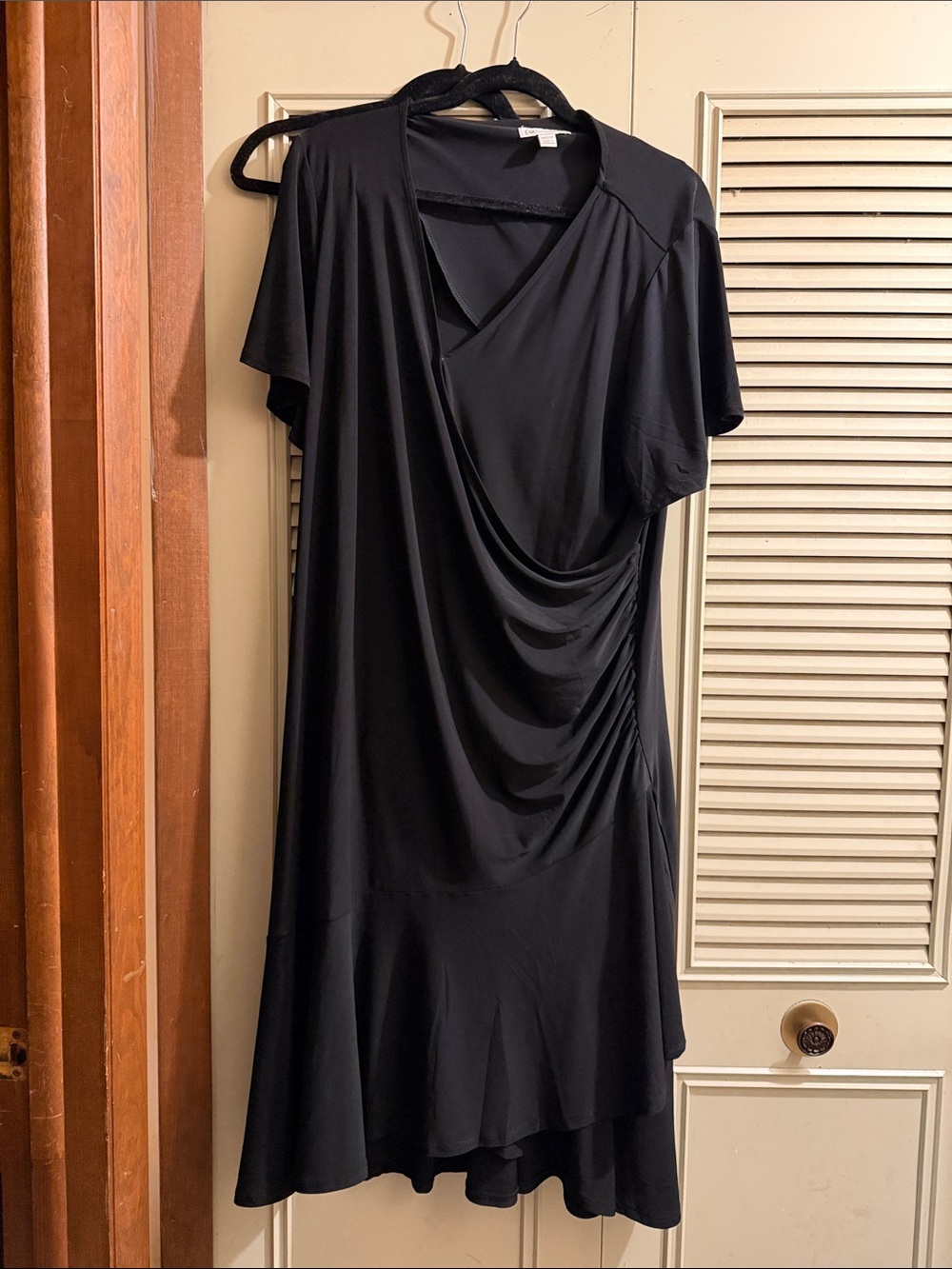 Cato Black Draped Midi Dress